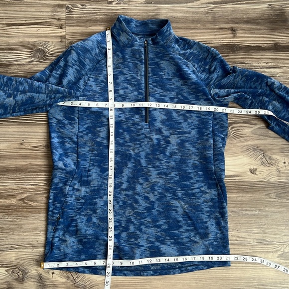 Lululemon Surge Warm 1/2 Zip Data Rush Mini Jacquard Chambray Mineral Blue Large - Picture 9 of 9